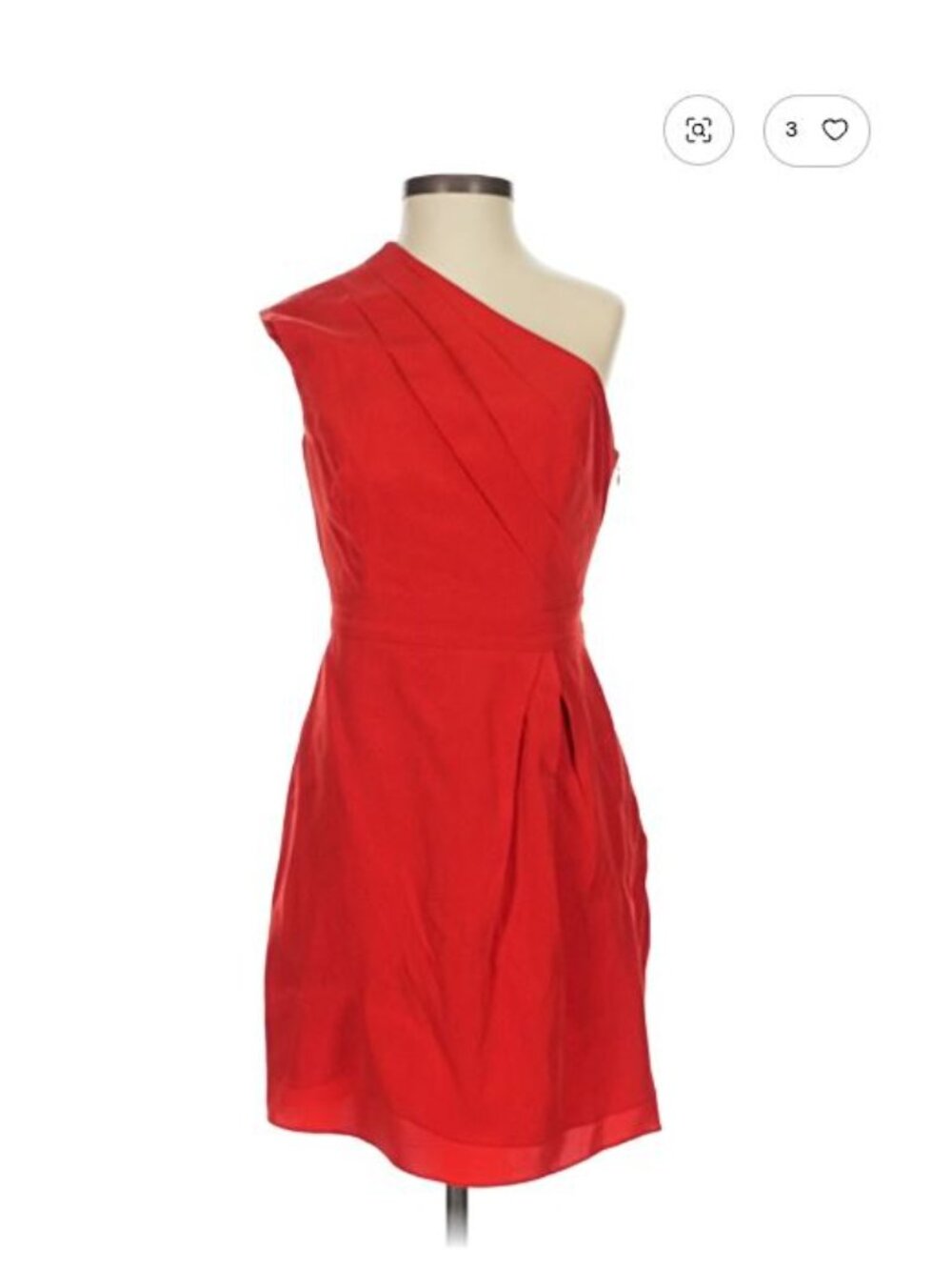 Anthropologie Gwyneth Silk Dress 0 Red Y2K One Shoulder Cocktail Party Shoshanna - Picture 2 of 9